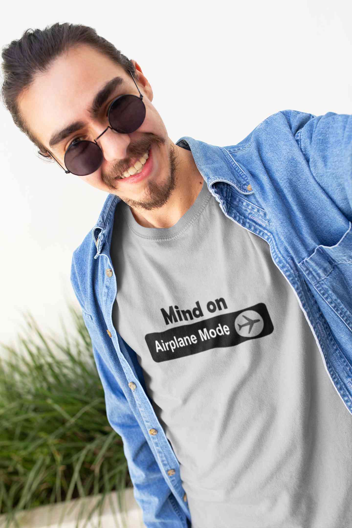 Airplane Mode Mens Half Sleeves T-shirt- FunkyTeesClub