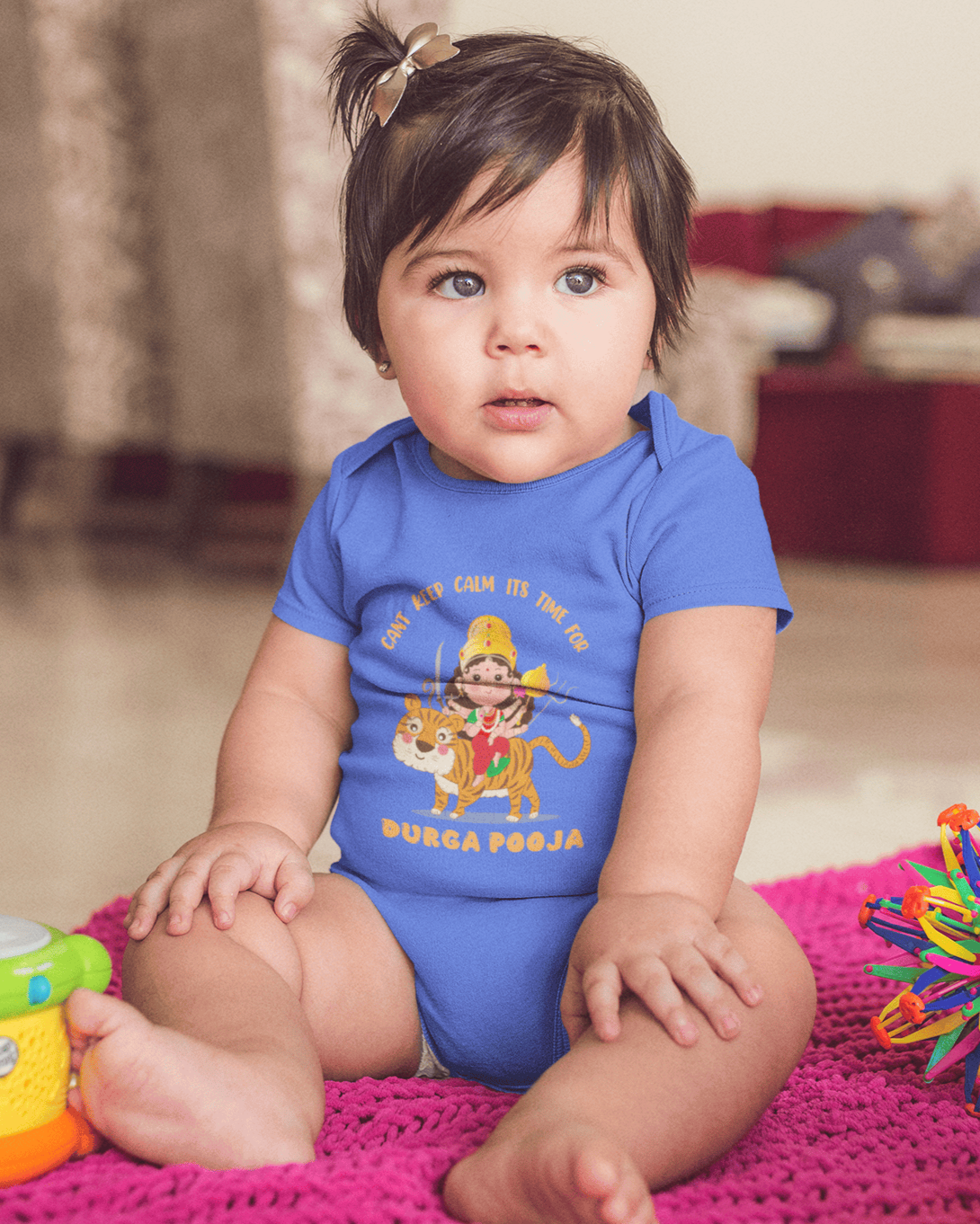 Can't Keep Calm It's Time For Durga Pooja Navratri Rompers for Baby Girl- FunkyTeesClub