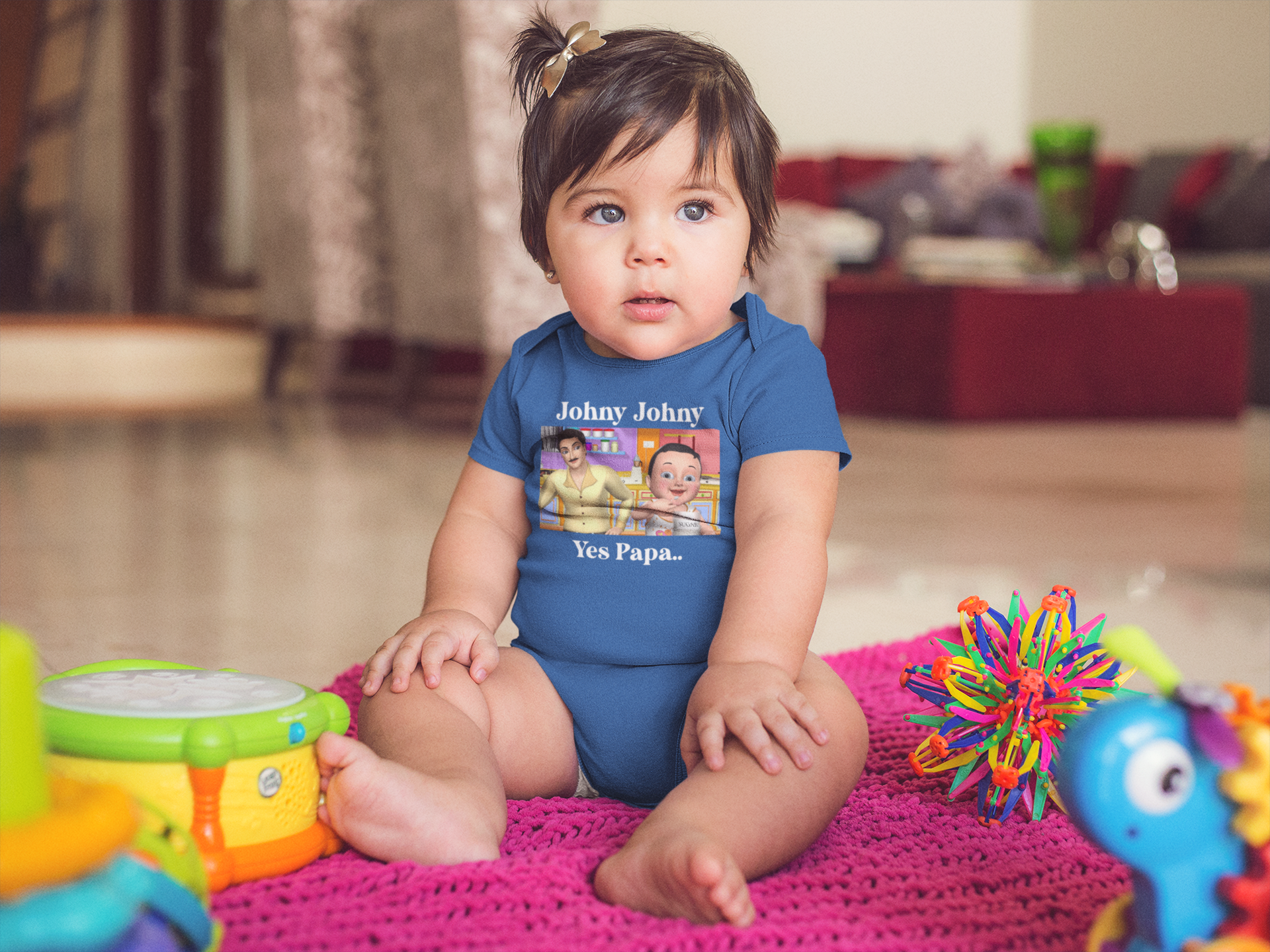 Johny Johny Yes Papa Poem Rompers for Baby Girl- FunkyTeesClub