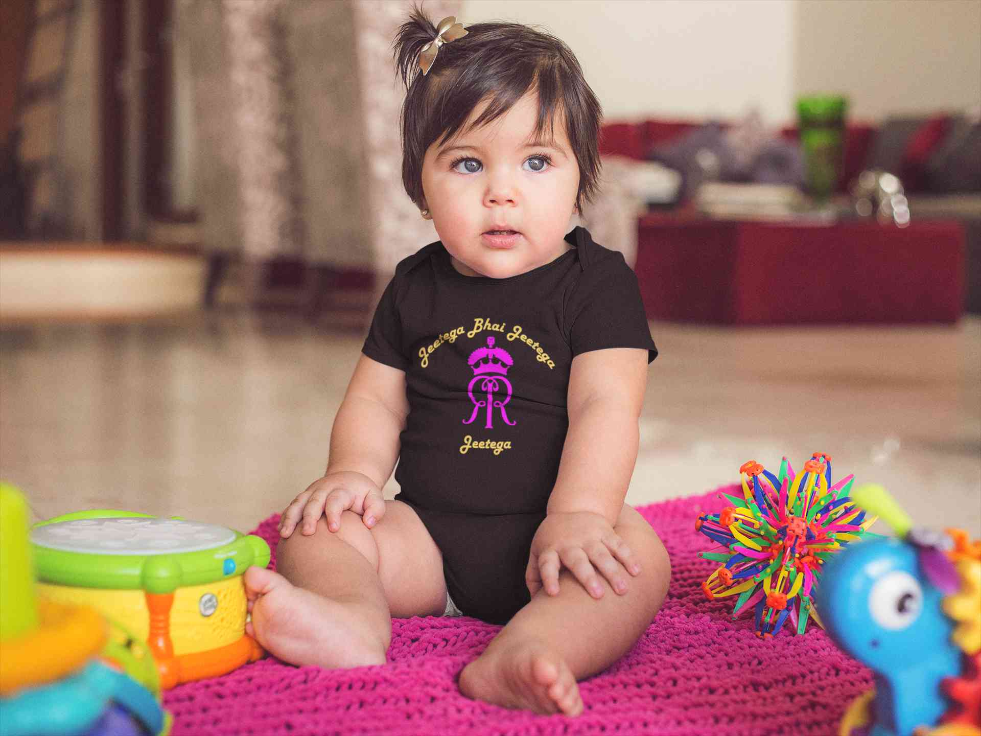 IPL Rajasthan Royals Jeetega Bhai Jeetega RR Jeetega Rompers for Baby Girl- FunkyTeesClub