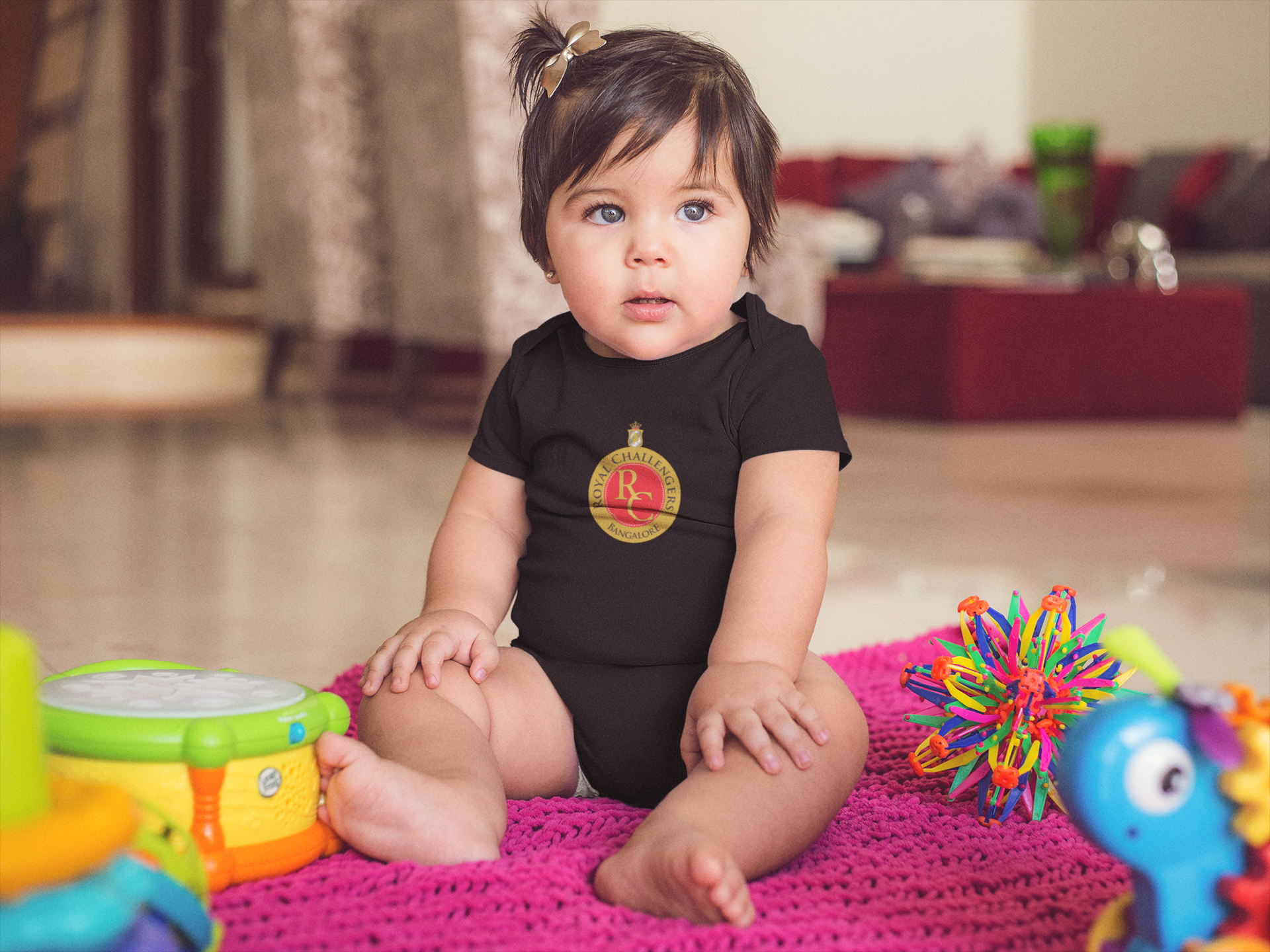 Royal Challengers Bangalore Black Rompers for Baby Girl - FunkyTeesClub