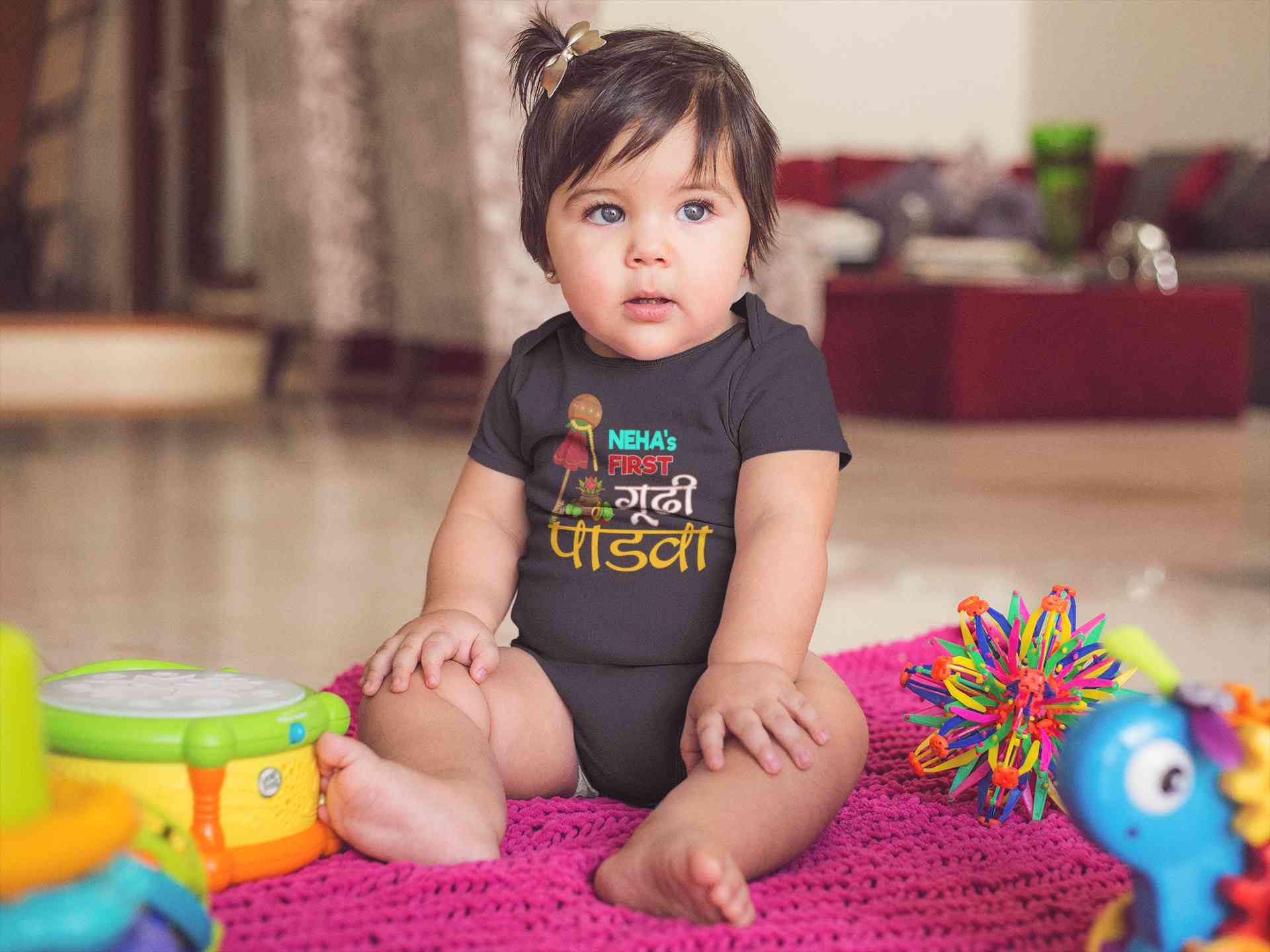Custom Name My First Gudipadwa Rompers for Baby Girl- FunkyTeesClub