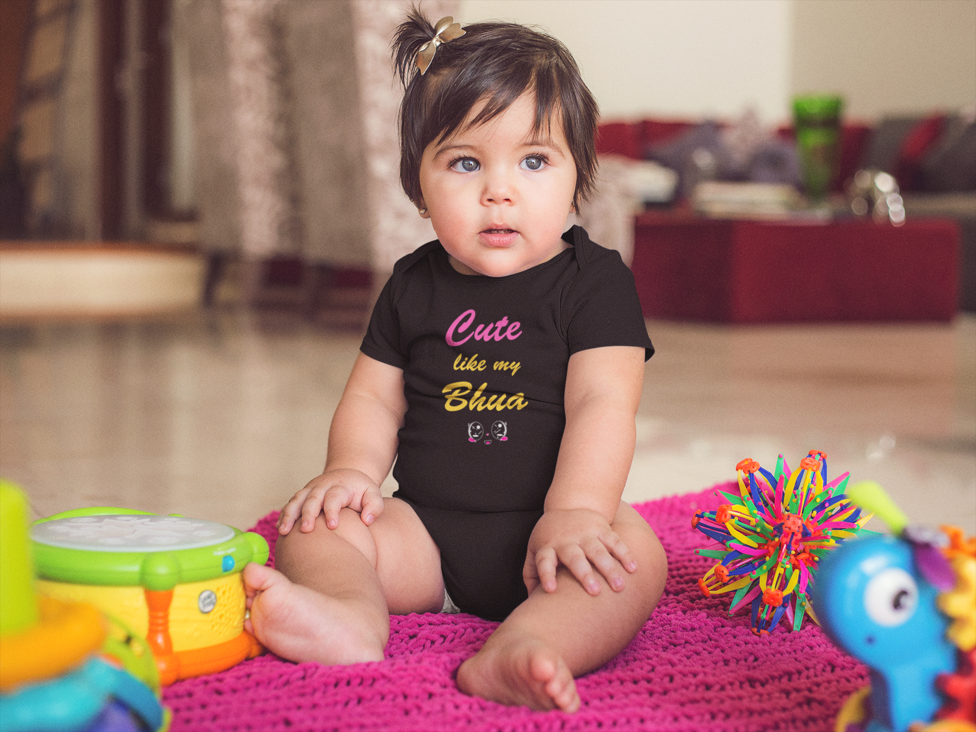 Cute Like My Bhua Black Rompers for Baby Girl - FunkyTeesClub