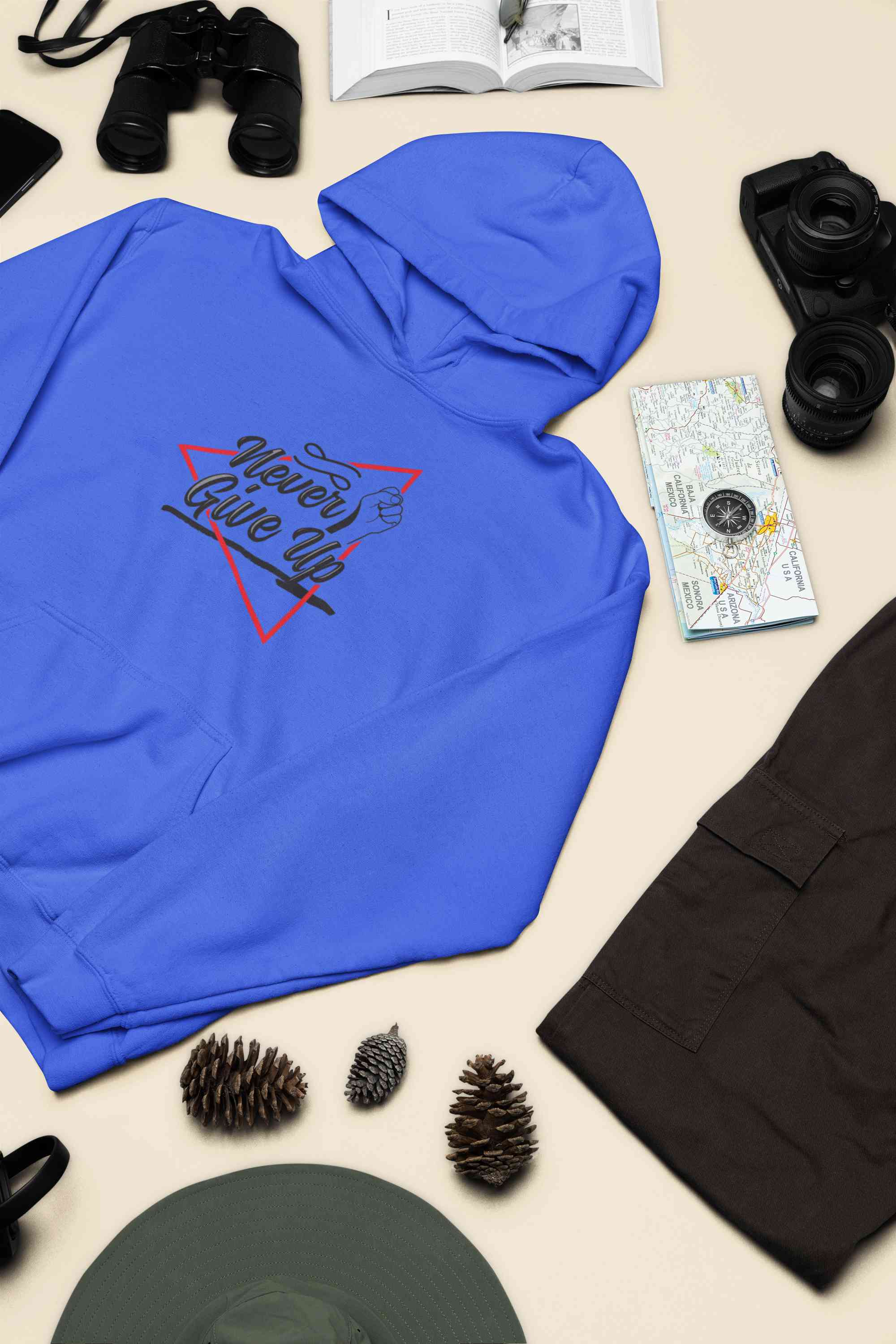 Never Give Up Quotes Hoodies for Women-FunkyTeesClub