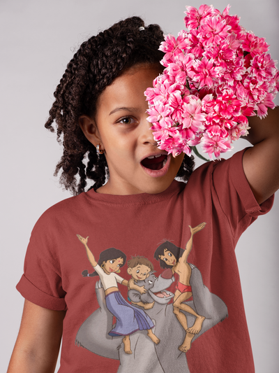 Cute Cartoon Half Sleeves T-Shirt For Girls -FunkyTeesClub