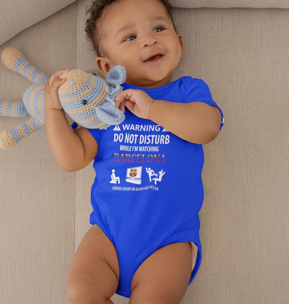 Warning FCB Barcelona Rompers for Baby Boy- FunkyTradition FunkyTradition