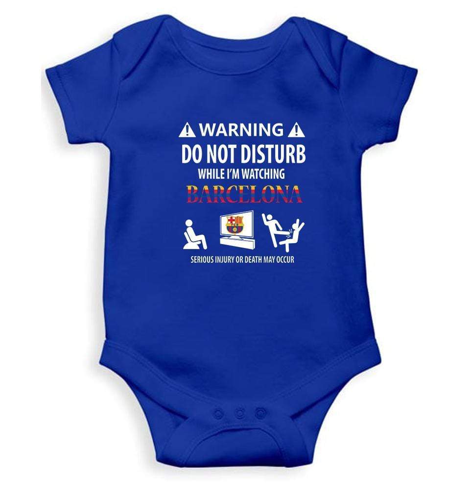 Warning FCB Barcelona Rompers for Baby Boy- FunkyTradition FunkyTradition