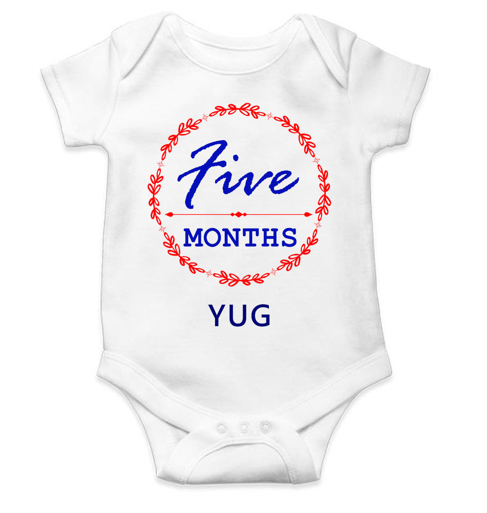 Custom Name Five Months Rompers for Baby Boy- FunkyTeesClub