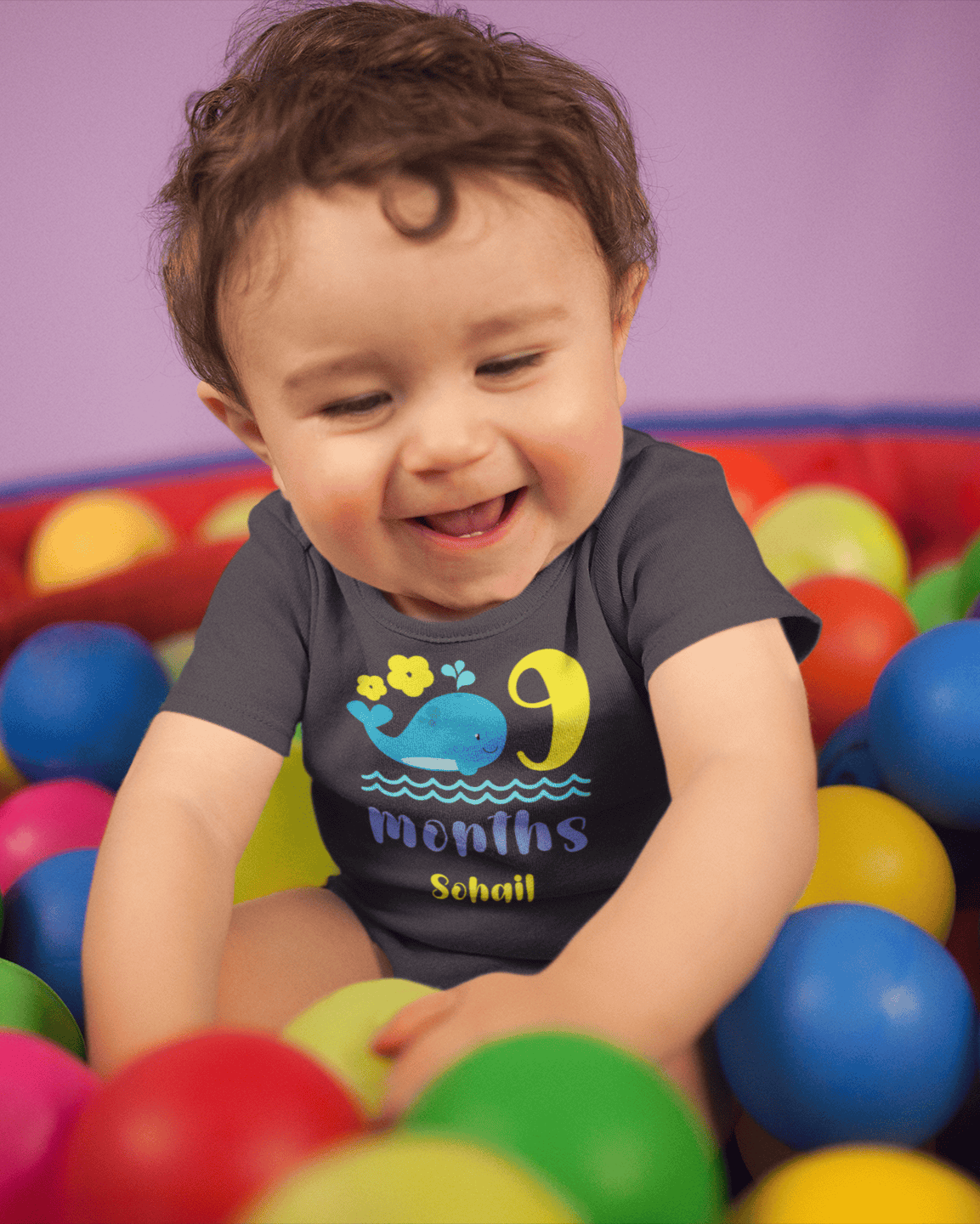 Custom Name Ninth Month Rompers for Baby Boy- FunkyTeesClub