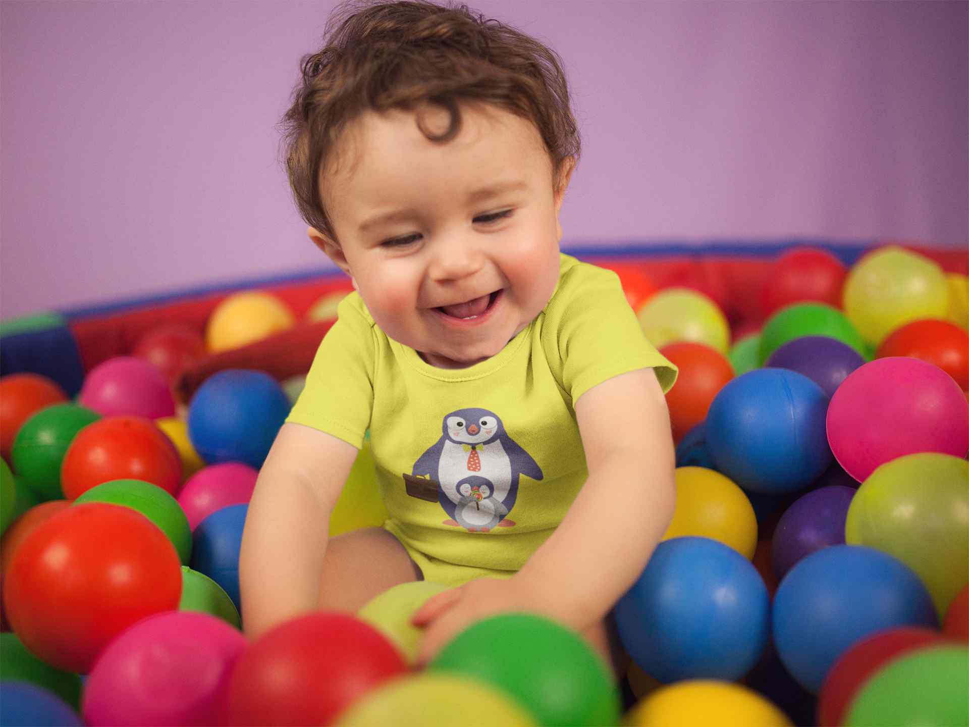 Papa And Baby Penguin Cartoon Rompers for Baby Boy- FunkyTeesClub