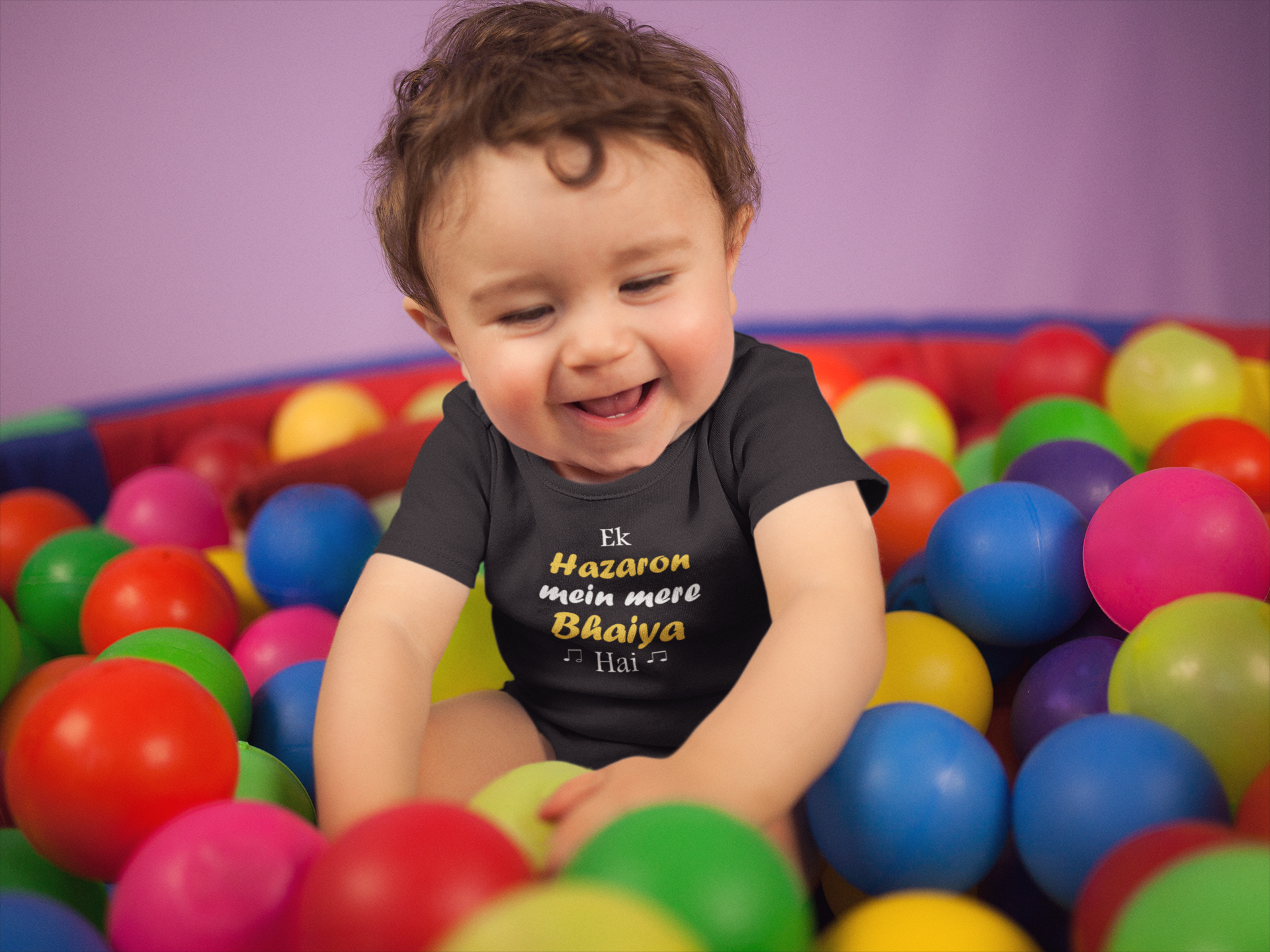 Ek Hazora Mai Mera Bhaiya Hai Black Rompers for Baby Boy - FunkyTeesClub