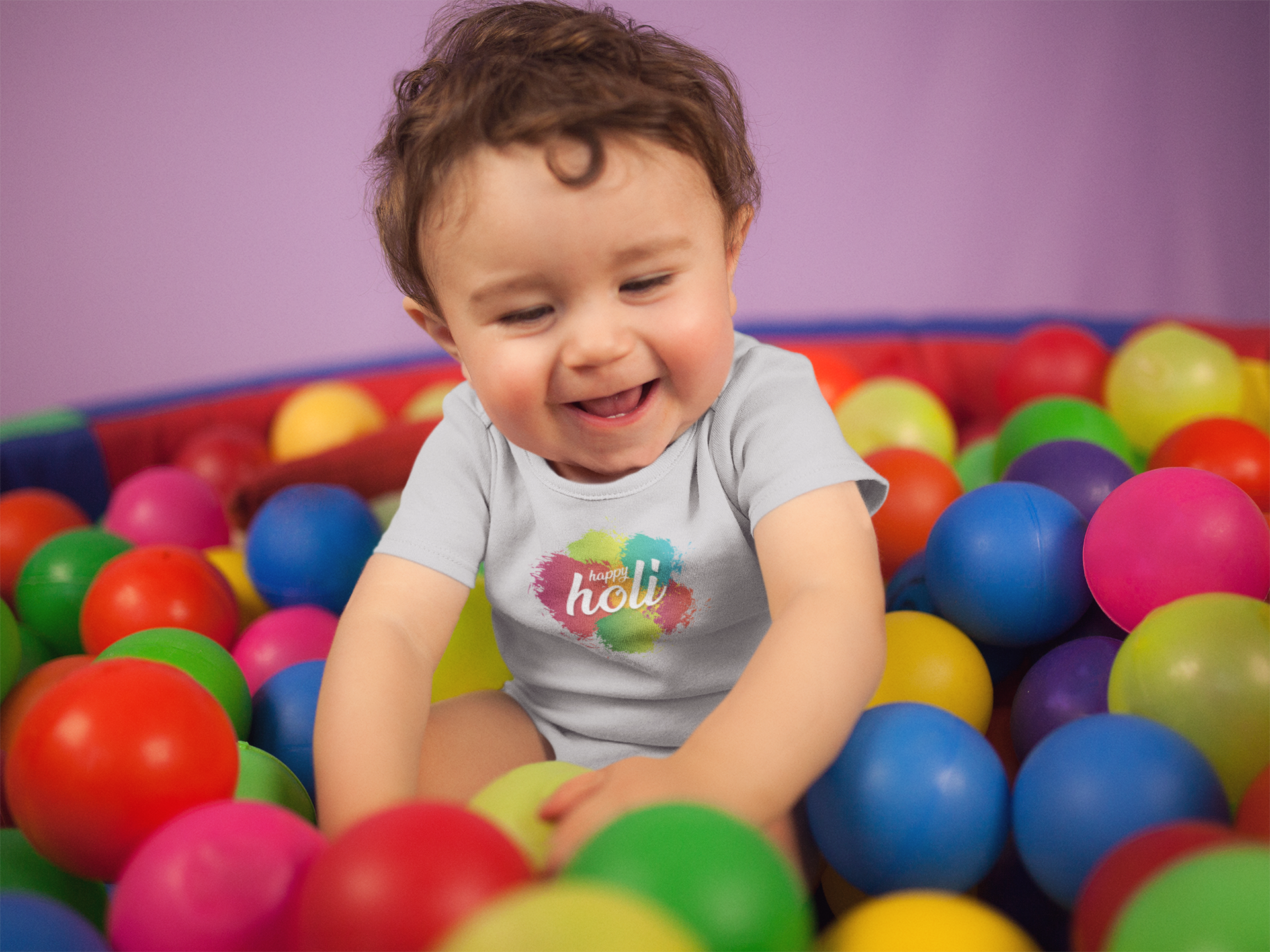 Happy Holi Rompers for Baby Boy - FunkyTeesClub