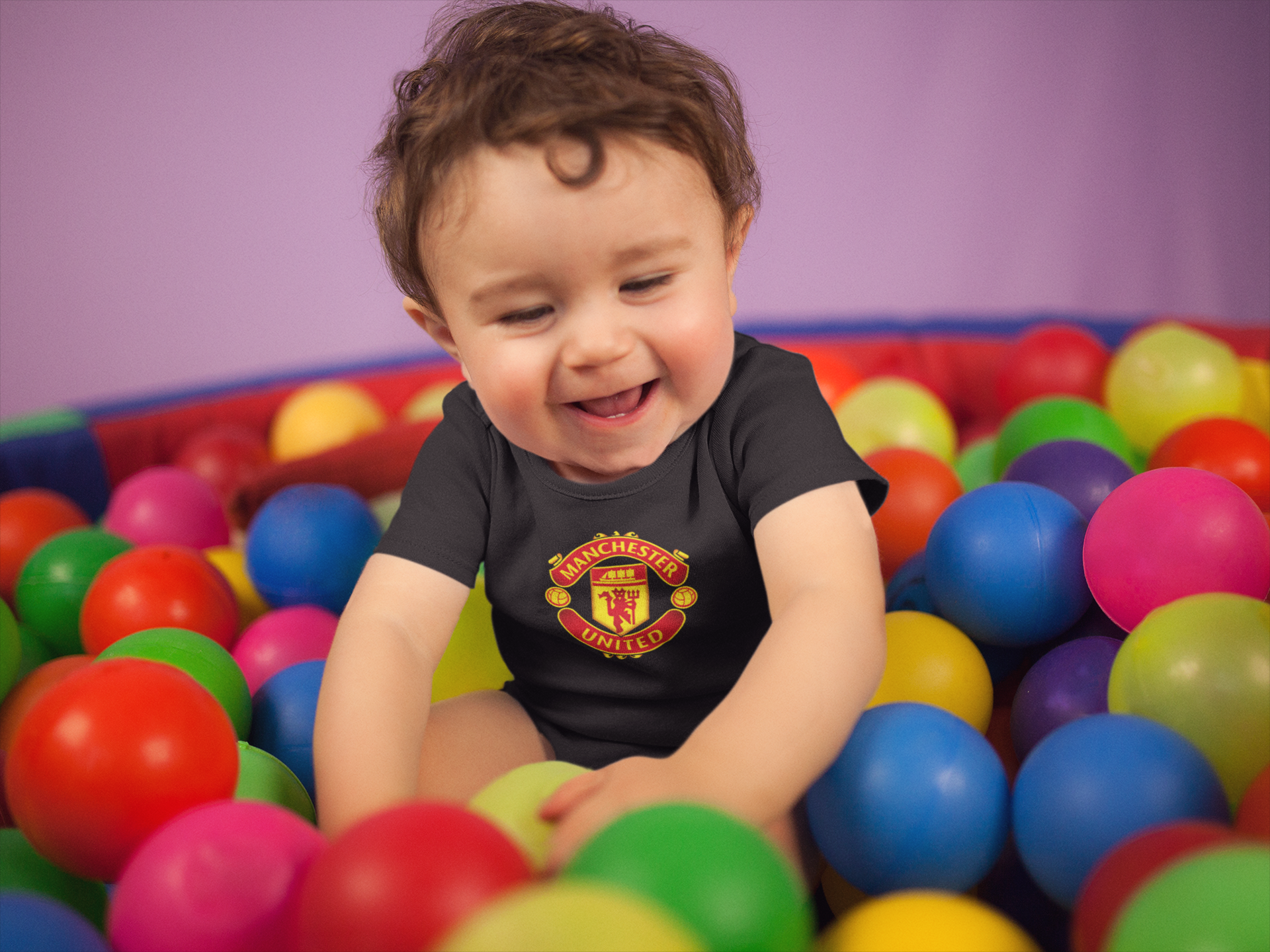 Manchester United Black Rompers for Baby Boy - FunkyTeesClub