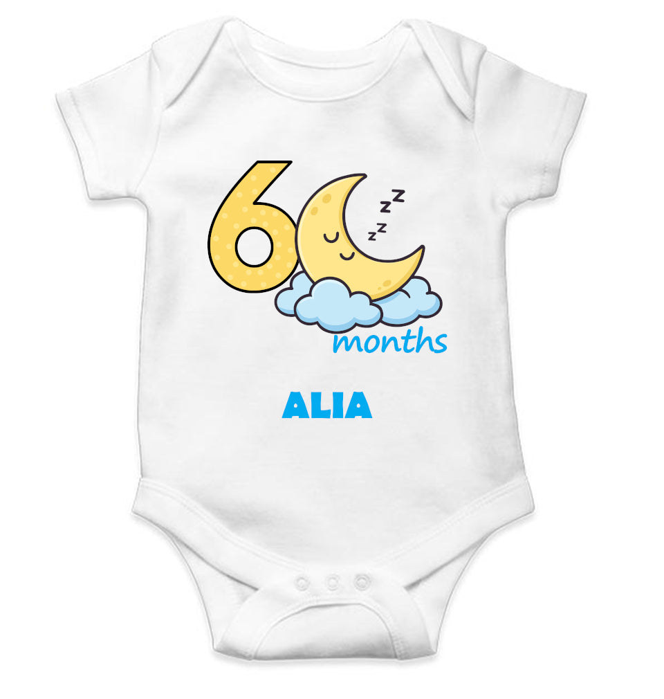 Custom Name Sixth Month Rompers for Baby Girl- FunkyTeesClub