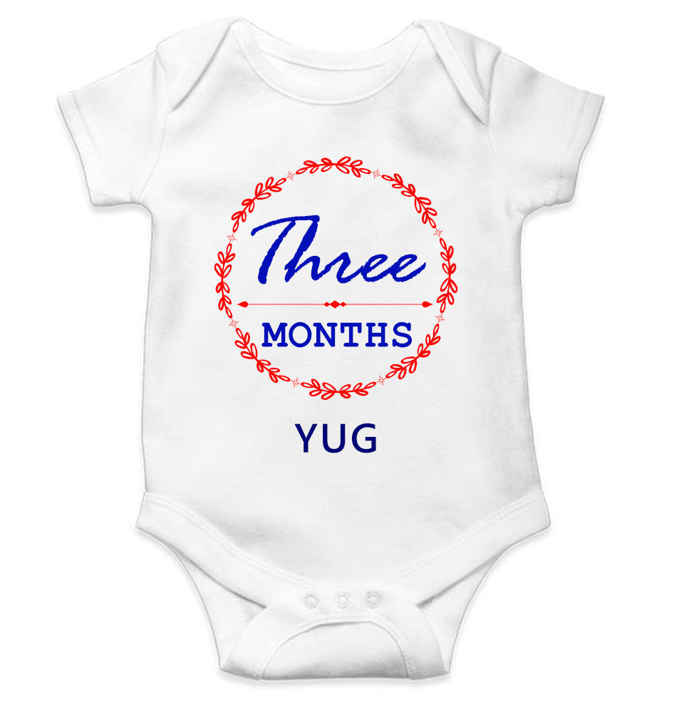 Custom Name Three Month Rompers for Baby Boy- FunkyTeesClub
