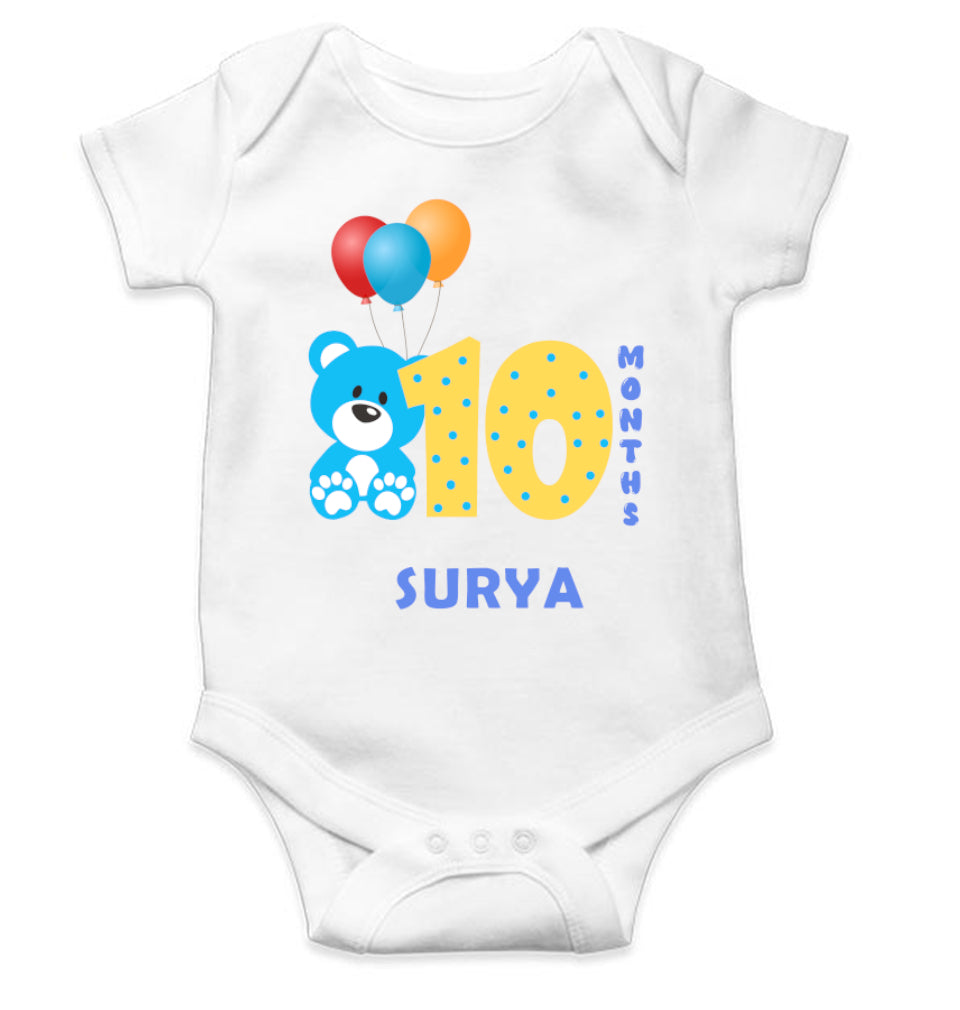 Custom Name Tenth Month Rompers for Baby Boy- FunkyTeesClub