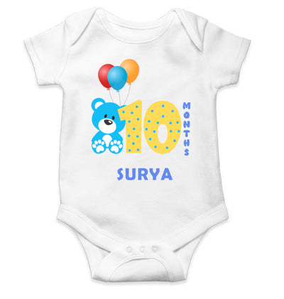 Custom Name Tenth Month Rompers for Baby Boy- FunkyTeesClub