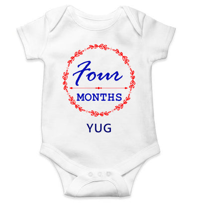 Custom Name Four Months Rompers for Baby Boy- FunkyTeesClub
