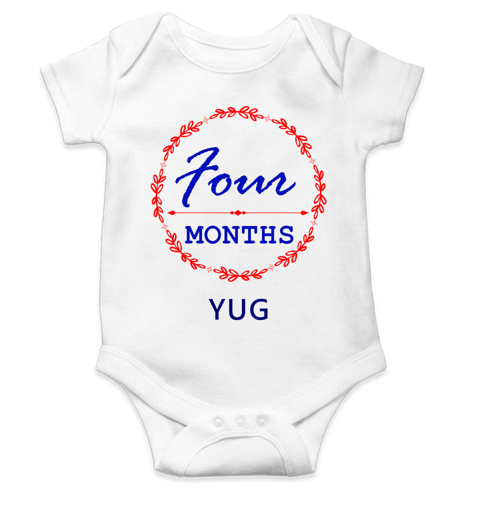 Custom Name Four Months Rompers for Baby Boy- FunkyTeesClub
