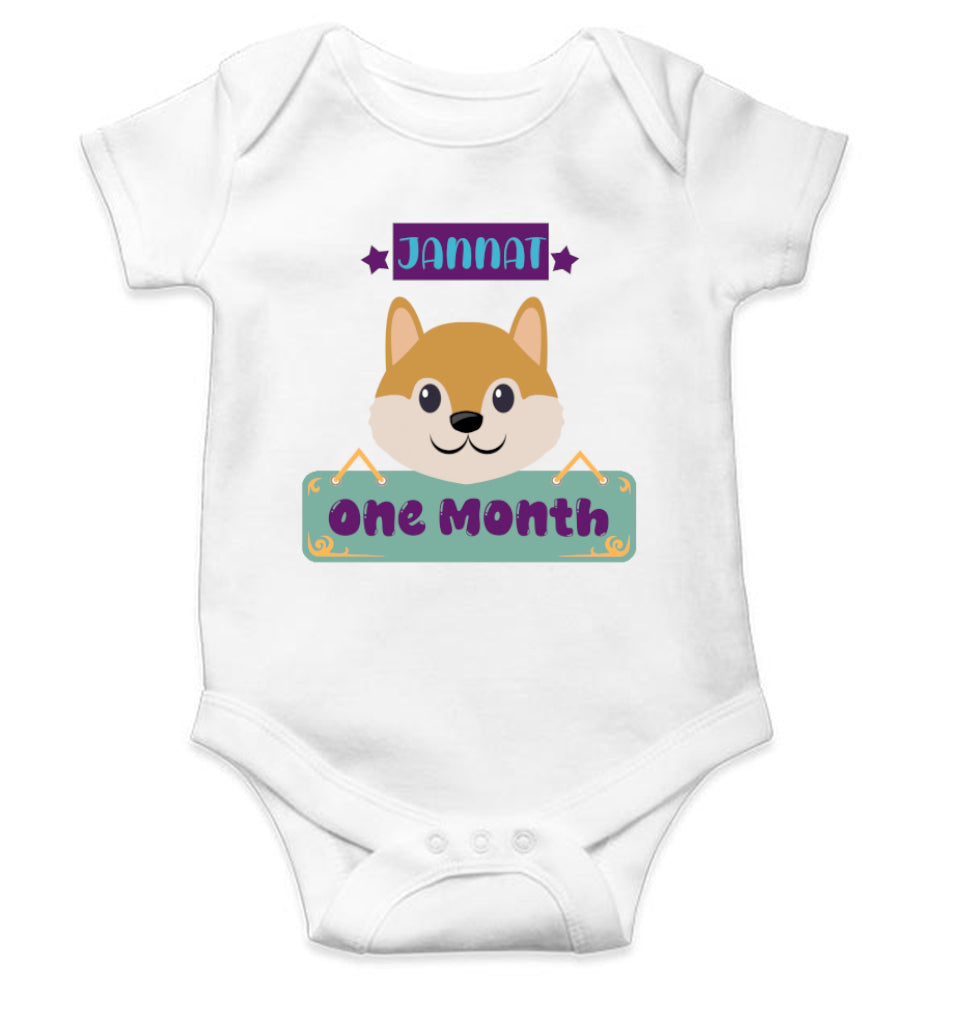 Custom Name One Month Rompers for Baby Girl- FunkyTeesClub