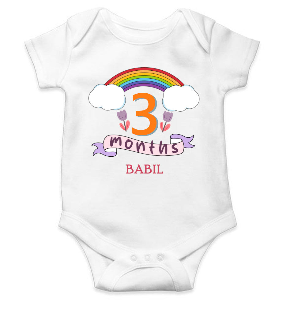 Custom Name Third Month Rompers for Baby Boy- FunkyTeesClub