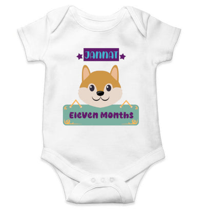 Custom Name Eleven Months Rompers for Baby Girl- FunkyTeesClub