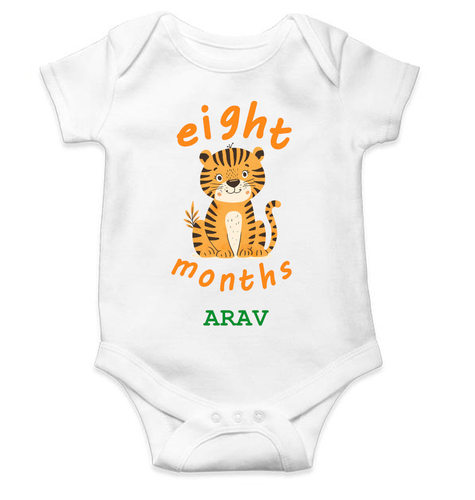 Custom Name Eight Month Rompers for Baby Boy- FunkyTeesClub