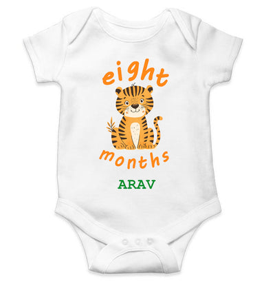 Custom Name Eight Month Rompers for Baby Boy- FunkyTeesClub