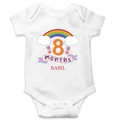 Custom Name Eight Month Rompers for Baby Boy- FunkyTeesClub