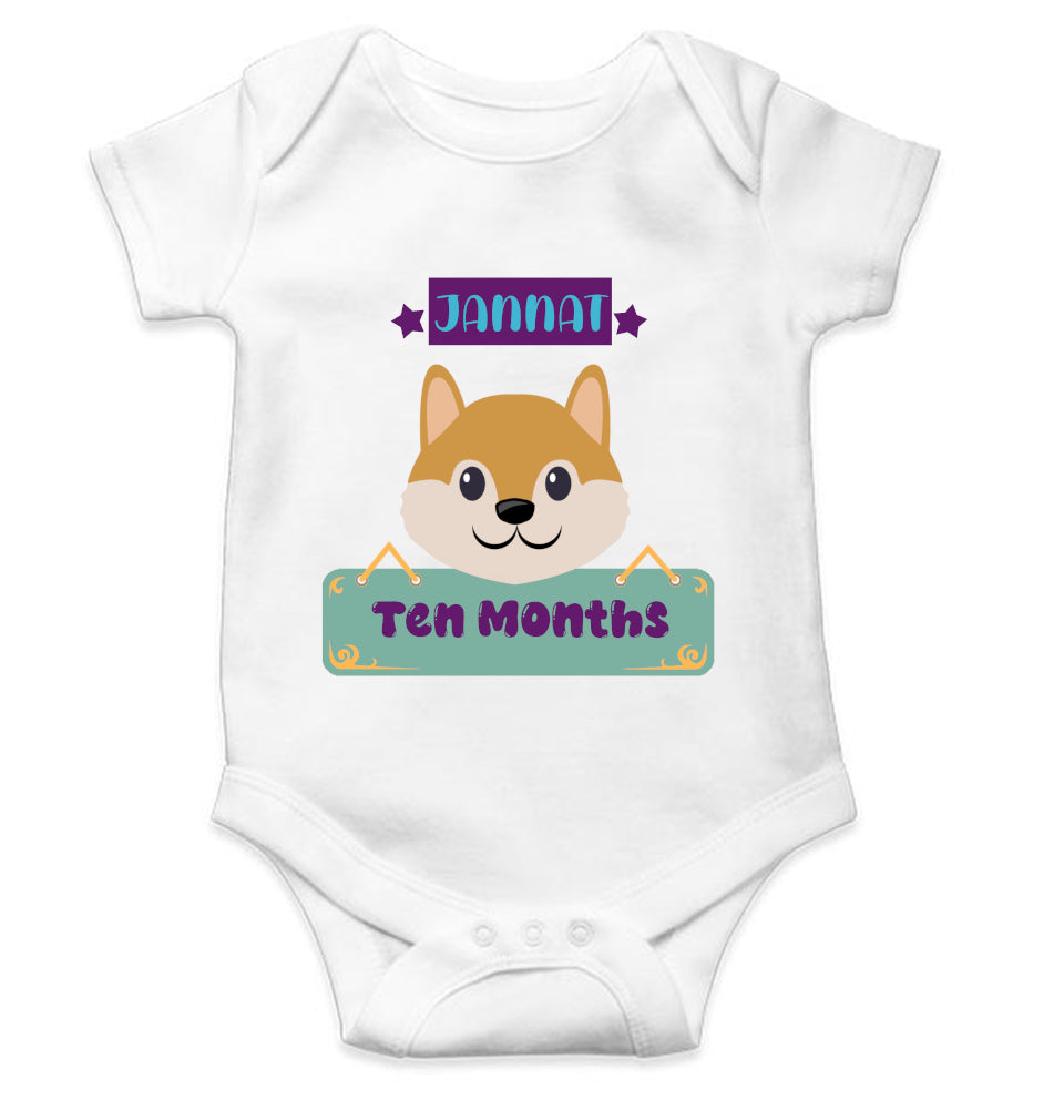Custom Name Ten Months Rompers for Baby Girl- FunkyTeesClub