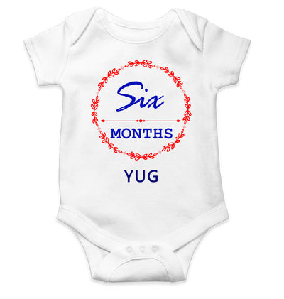 Custom Name Six Months Rompers for Baby Boy- FunkyTeesClub