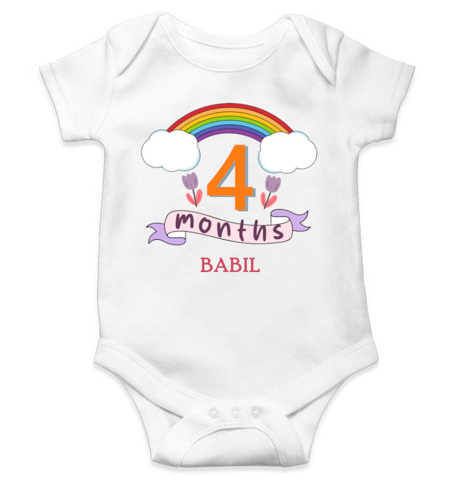 Custom Name Fourth Month Rompers for Baby Boy- FunkyTeesClub