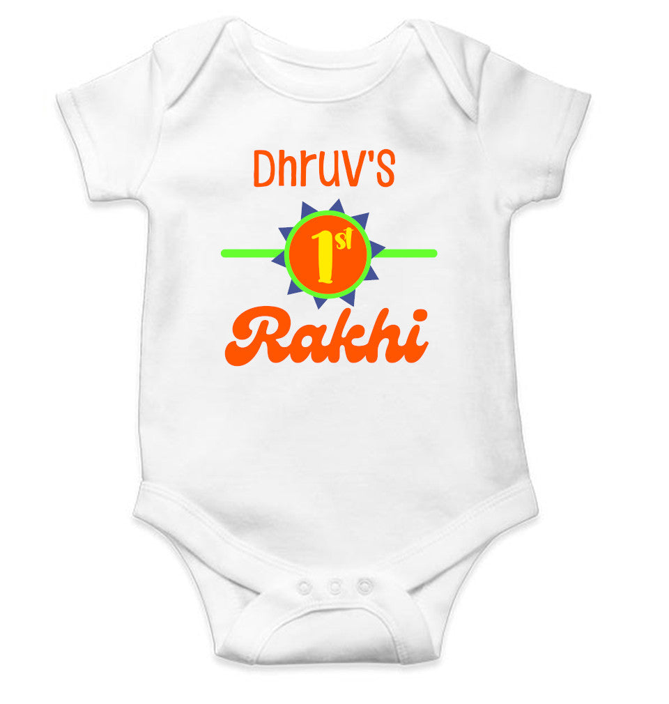 Custom Name My First Rakhi Rakshabadhan Rompers for Baby Boy- FunkyTeesClub