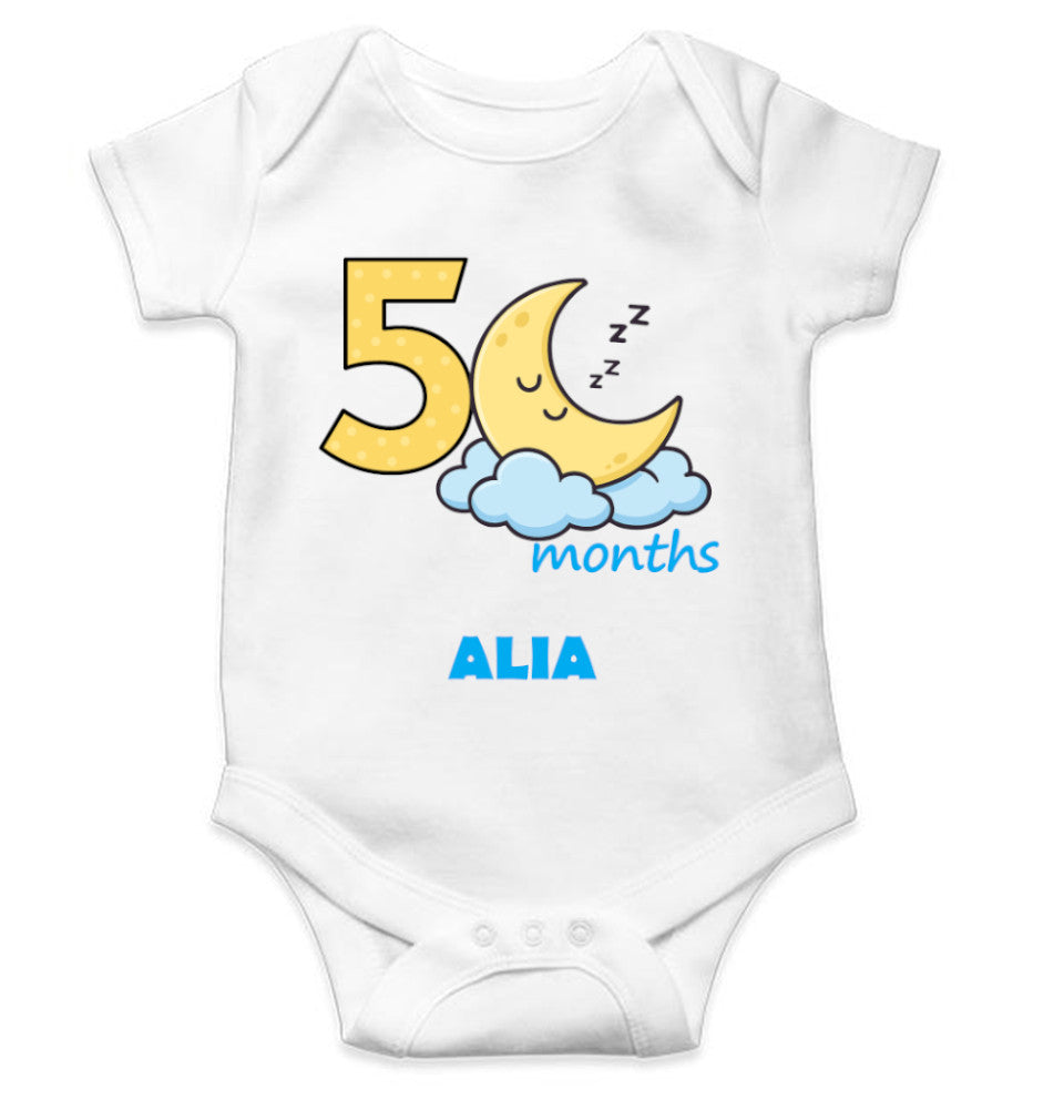 Custom Name Fifth Month Rompers for Baby Girl- FunkyTeesClub