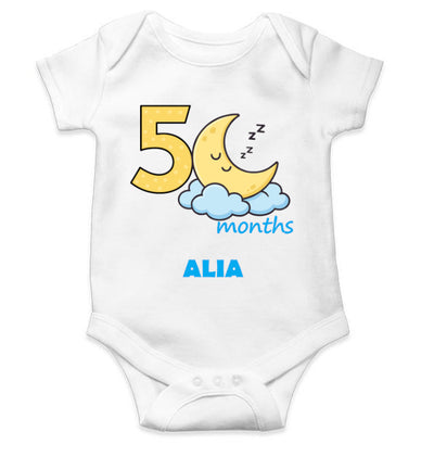 Custom Name Fifth Month Rompers for Baby Girl- FunkyTeesClub