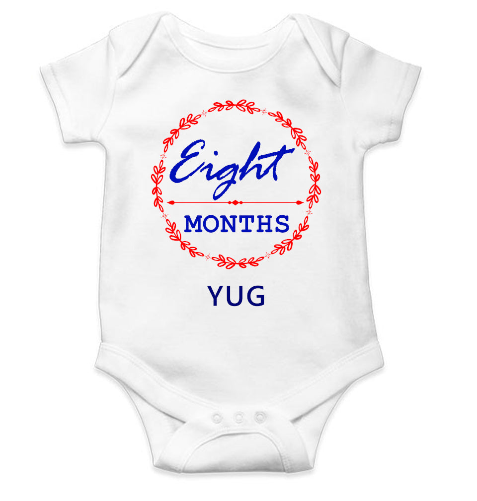 Custom Name Eight Months Rompers for Baby Boy- FunkyTeesClub