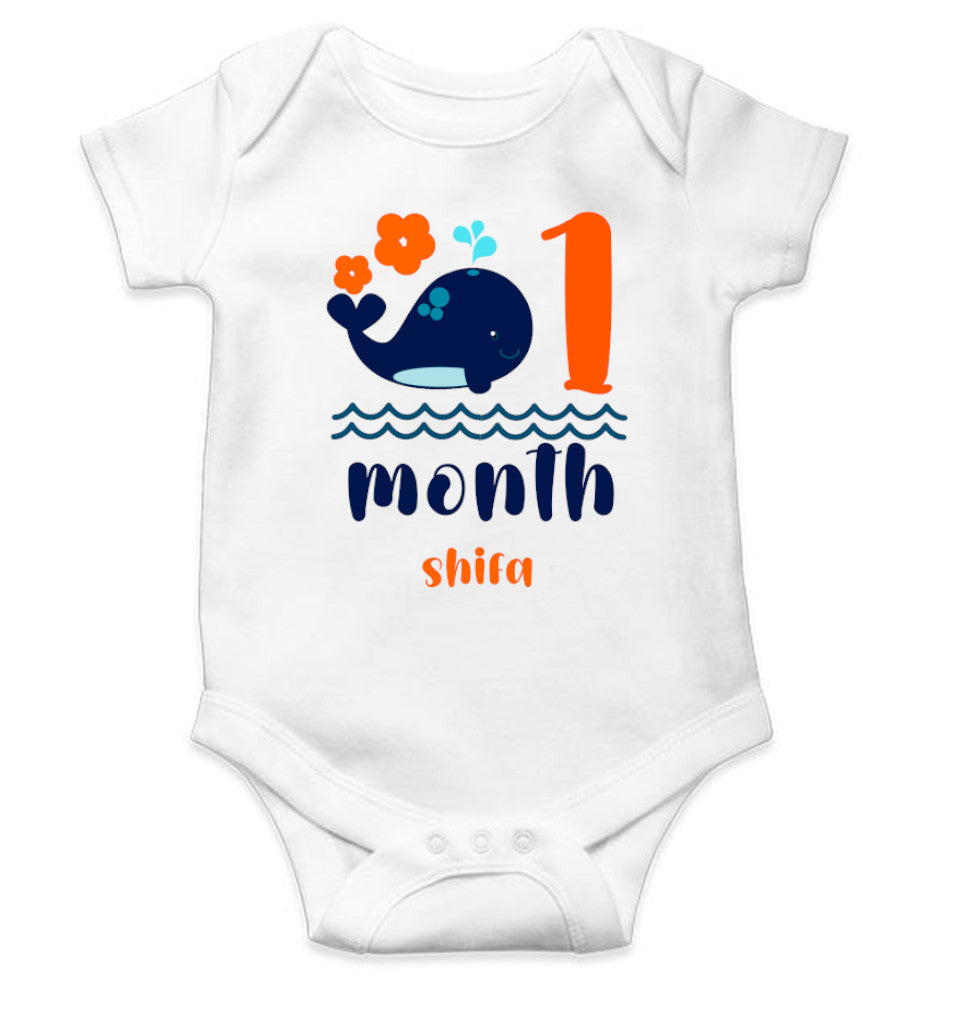 Custom Name Month One Rompers for Baby Girl- FunkyTeesClub