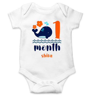 Custom Name Month One Rompers for Baby Girl- FunkyTeesClub