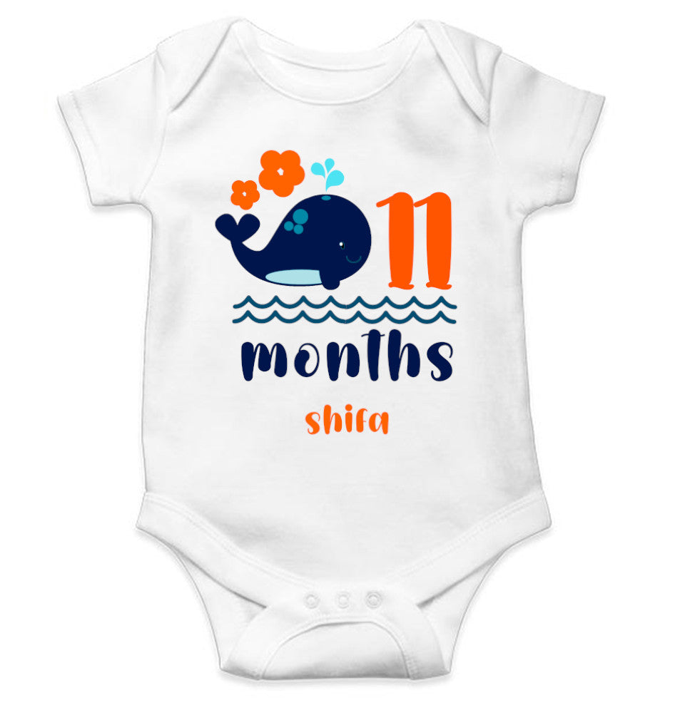Custom Name Eleventh Month Rompers for Baby Girl- FunkyTeesClub