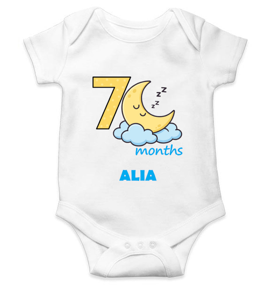 Custom Name Seventh Month Rompers for Baby Girl- FunkyTeesClub