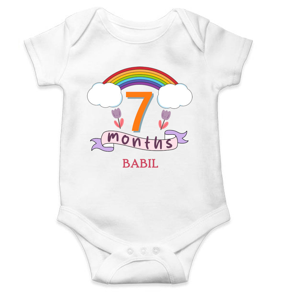 Custom Name Seventh Month Rompers for Baby Boy- FunkyTeesClub