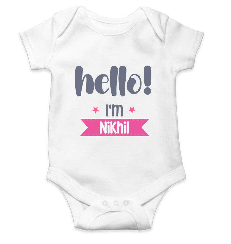 Custom Name Hello New Born Rompers for Baby Boy- FunkyTeesClub