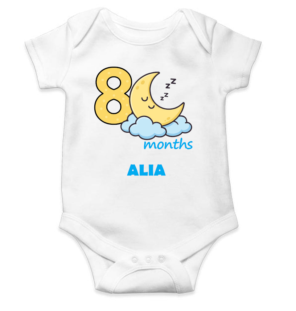 Custom Name Eighth Month Rompers for Baby Girl- FunkyTeesClub