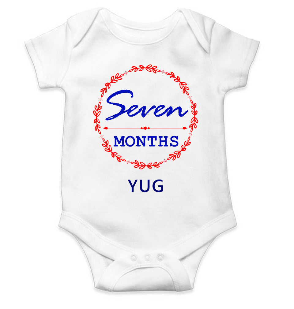 Custom Name Seven Months Rompers for Baby Boy- FunkyTeesClub
