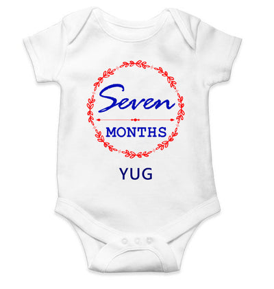 Custom Name Seven Months Rompers for Baby Boy- FunkyTeesClub