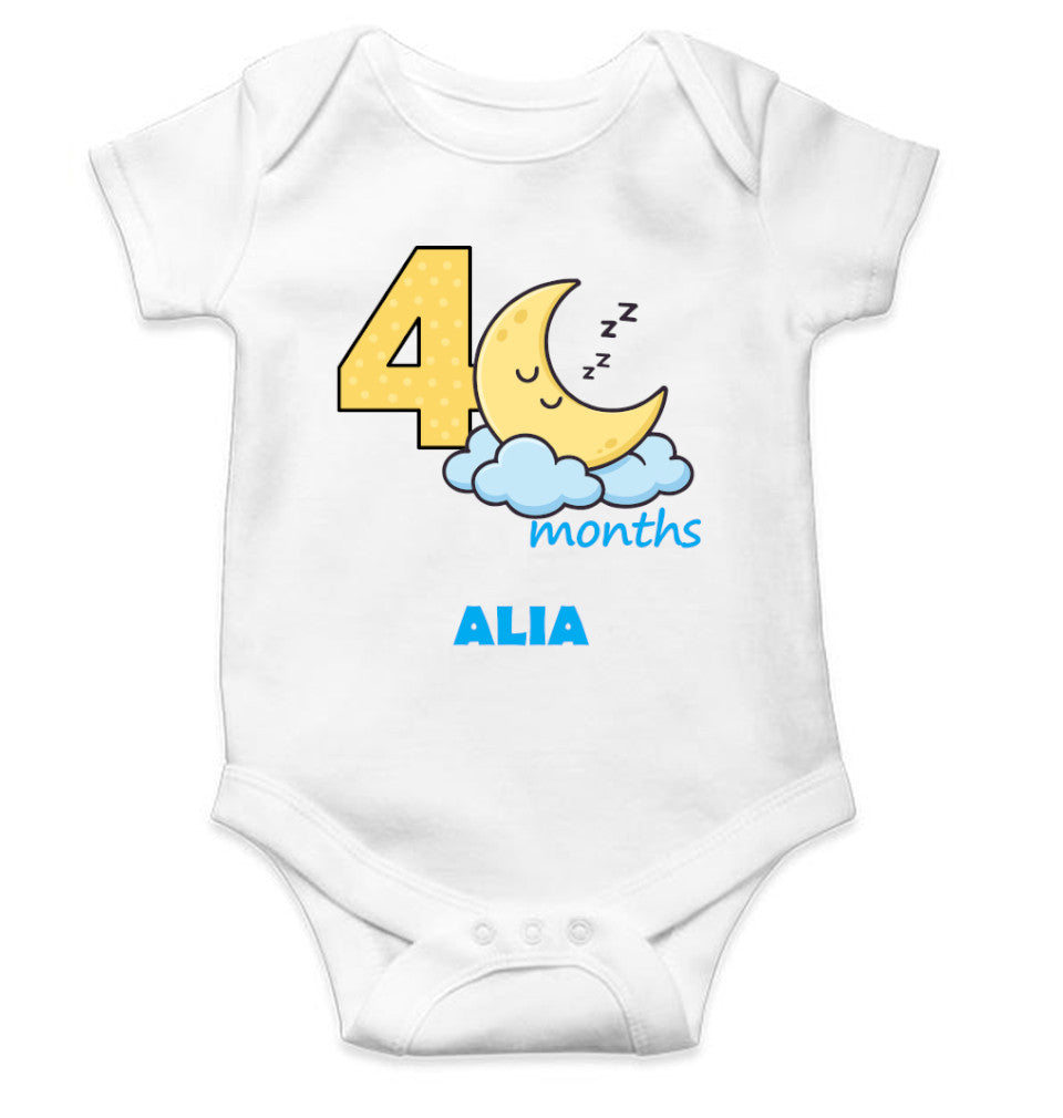 Custom Name Fourth Month Rompers for Baby Girl- FunkyTeesClub