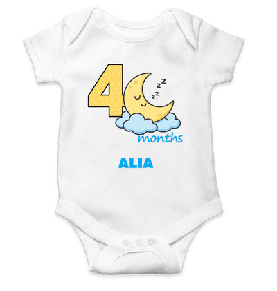 Custom Name Fourth Month Rompers for Baby Girl- FunkyTeesClub
