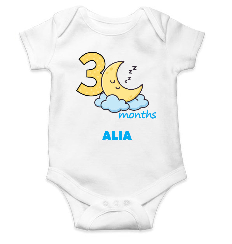 Custom Name Third Month Rompers for Baby Girl- FunkyTeesClub