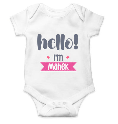 Custom Name Hello New Born Rompers for Baby Girl- FunkyTeesClub