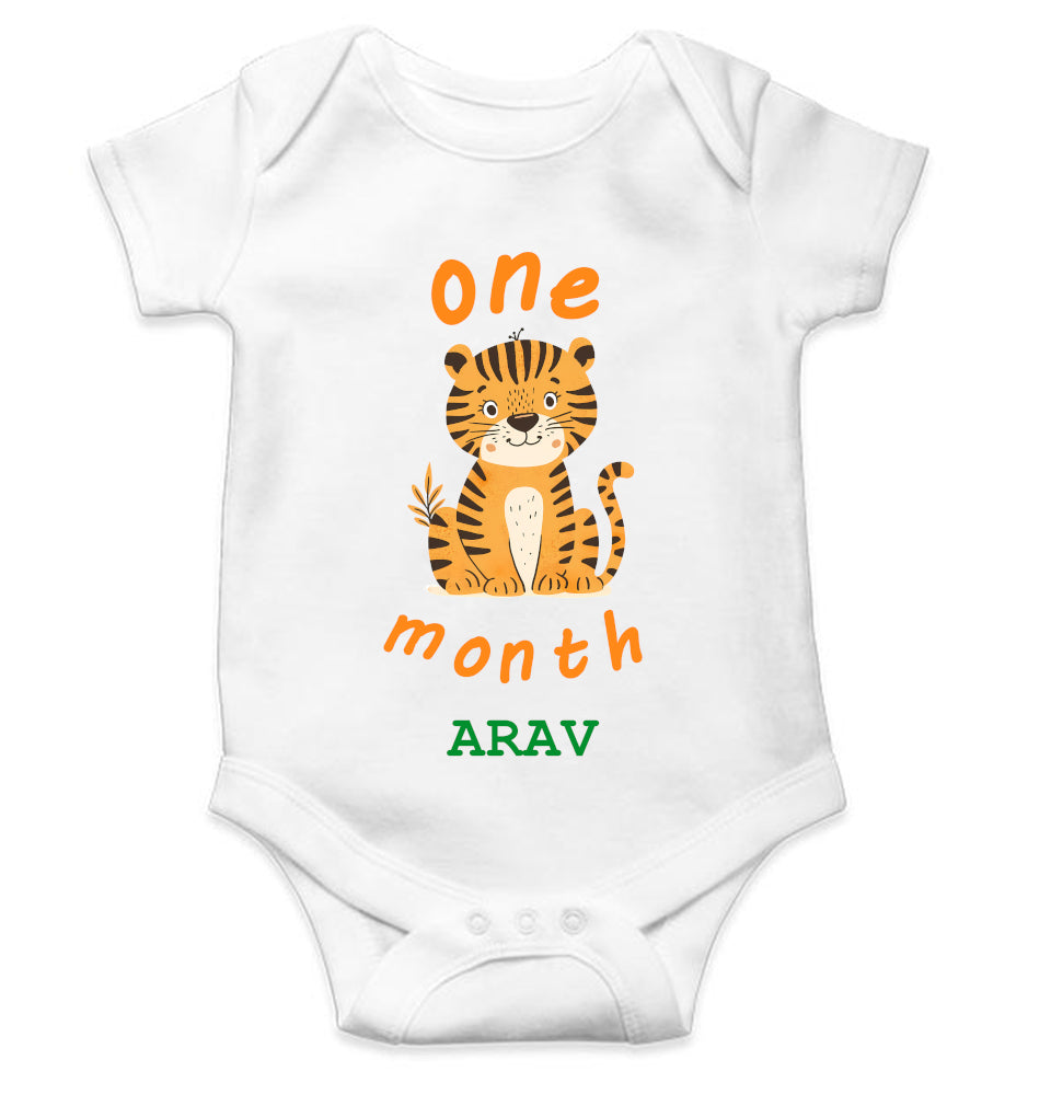 Custom Name One Month Rompers for Baby Boy- FunkyTeesClub